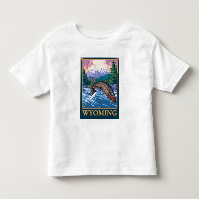 T-shirt Pour Les Tous Petits Scène de pêche de mouche - Wyoming (Devant)