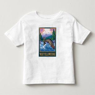 T-shirt Pour Les Tous Petits Scène de pêche de mouche - Yellowstone occidenta