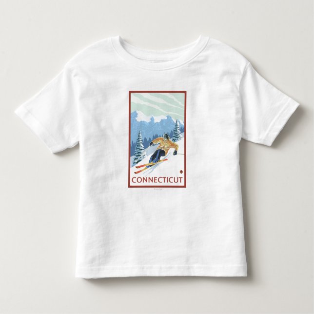 T-shirt Pour Les Tous Petits Scène de skieur de ConnecticutDownhill (Devant)