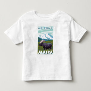 T-shirt Pour Les Tous Petits Scène d'orignaux - Anchorage, Alaska