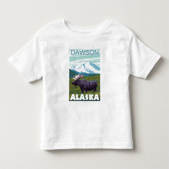 T-shirt Pour Les Tous Petits Scène d'orignaux - Dawson, Alaska (Devant)