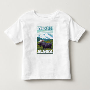 T-shirt Pour Les Tous Petits Scène d'orignaux - le Yukon, Alaska