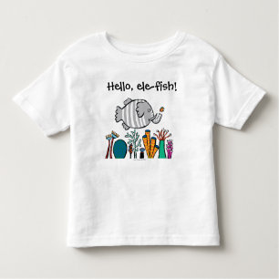 T-shirt Pour Les Tous Petits Scène mignonne de poissons d'éléphant avec le