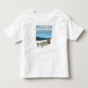 T-shirt Pour Les Tous Petits Scène Sledding de chien - Latouche, Alaska