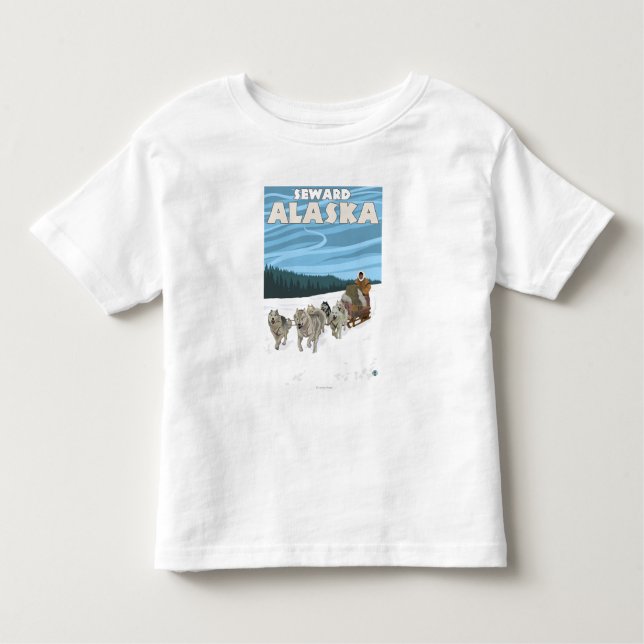 T-shirt Pour Les Tous Petits Scène Sledding de chien - Seward, Alaska (Devant)