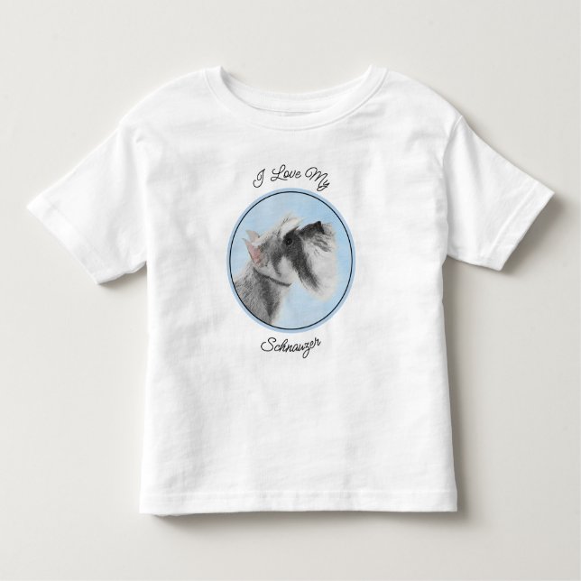 T-shirt Pour Les Tous Petits Schnauzer (Giant, Standard) Peinture - Chien Art (Devant)