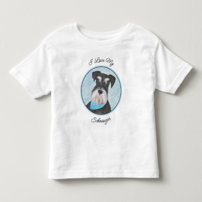 T-shirt Pour Les Tous Petits Schnauzer (Miniature) Peinture - Chien original mi (Devant)