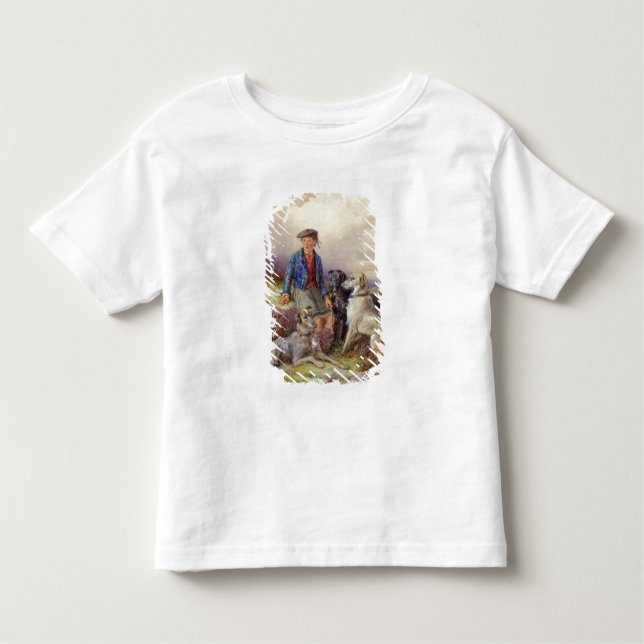 T-shirt Pour Les Tous Petits Scottish boy with wolfhounds in a Highland landsca (Devant)