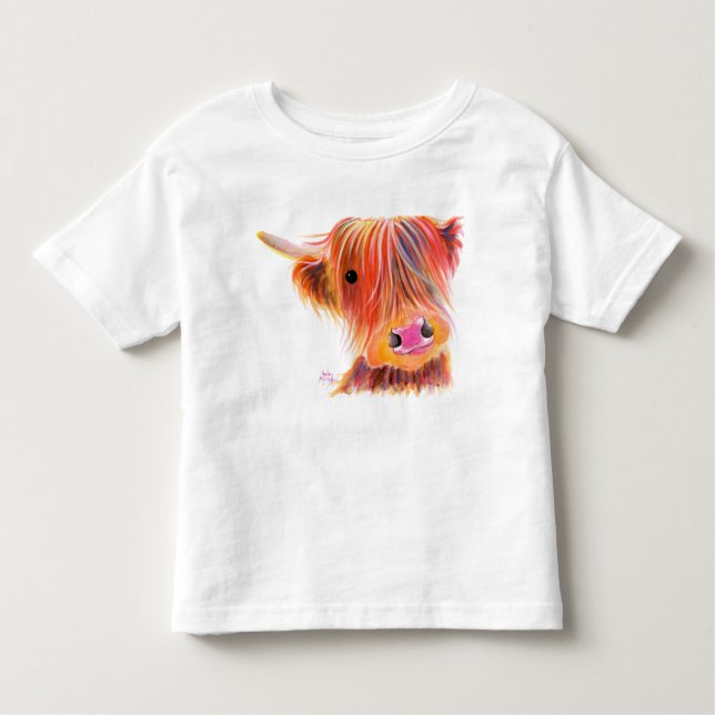 T-shirt Pour Les Tous Petits Scottish Highland Cow ' SWEET SATSUMA ' par Shirle (Devant)