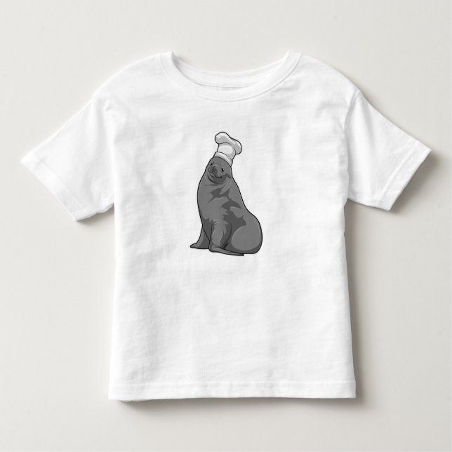 T-shirt Pour Les Tous Petits Seal as Cook with Chef casquette (Devant)