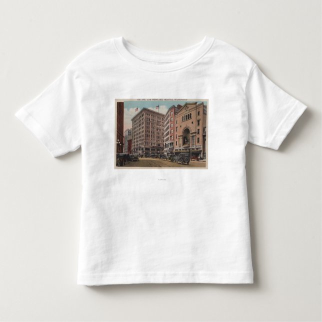 T-shirt Pour Les Tous Petits Seattle, WAView de 4ème avenue et Westlake (Devant)