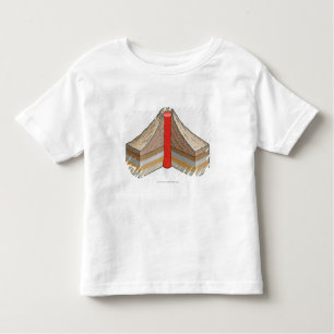 T-shirt Pour Les Tous Petits Section transversale d'un volcan de cendre-cendre