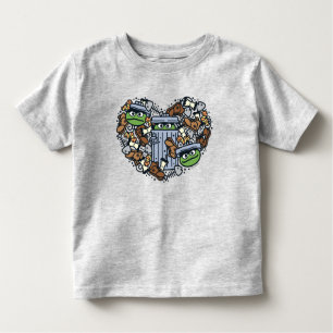 T-shirt Pour Les Tous Petits Sésame Sésame Oscar the Grouch Doodle Heart