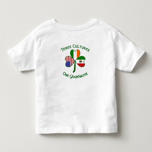 T-shirt Pour Les Tous Petits Shamrock mexicain irlandais du drapeau américain p (Dos)