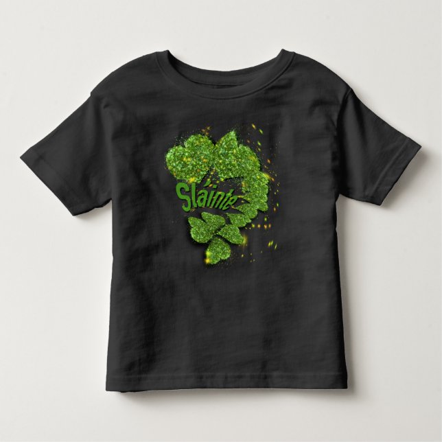 T-shirt Pour Les Tous Petits Shamrocks verts | Coeurs étincelants ShainteT-Shir (Devant)