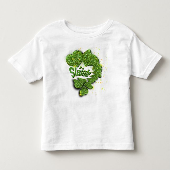T-shirt Pour Les Tous Petits Shamrocks verts | Coeurs étincelants ShainteT-Shir (Devant)