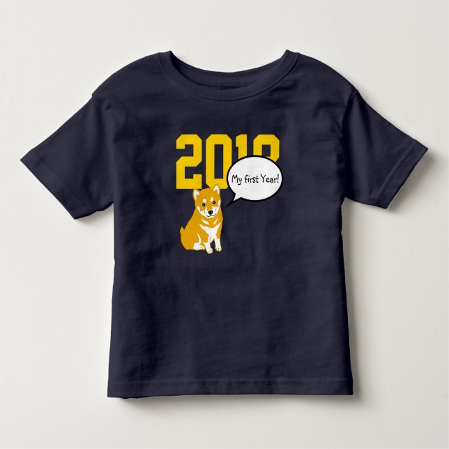 T-shirt Pour Les Tous Petits Shiba Chien Année 2018 Baby Tee (Devant)