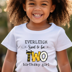 T-shirt Pour Les Tous Petits Si doux d'être deux floral 2e anniversaire 