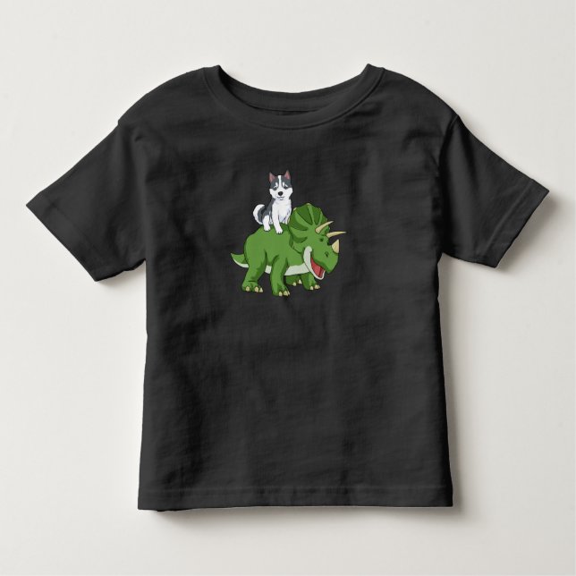 T-shirt Pour Les Tous Petits Sibérie Husky Cadeaux Enfants Tricératops Dinosaur (Devant)