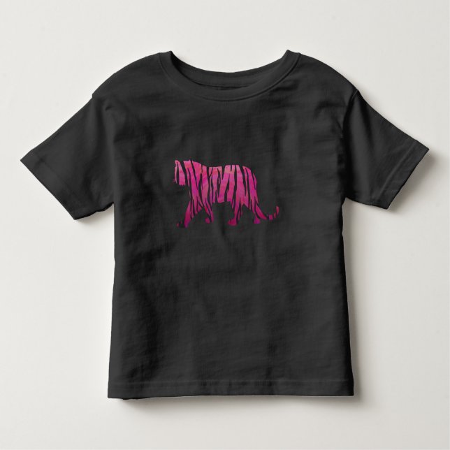 T-shirt Pour Les Tous Petits Silhouette rose chaud et tigre noir (Devant)