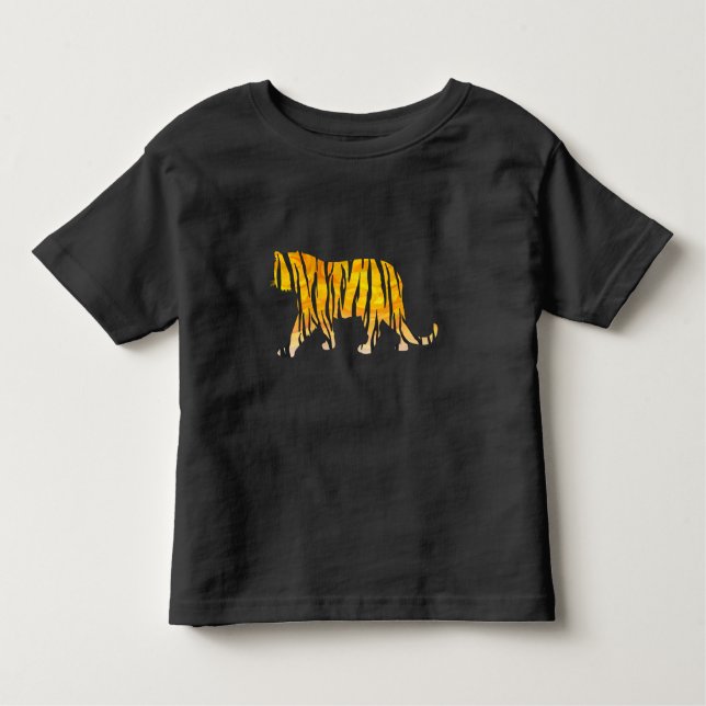 T-shirt Pour Les Tous Petits Silhouette Tiger noir et orange (Devant)