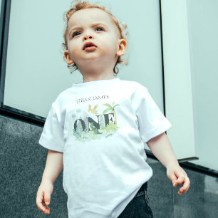 T-shirt Pour Les Tous Petits Simple Cute Dinosaur 1er Birthday Boy Watercolor