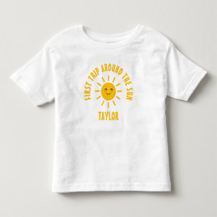 T-shirt Pour Les Tous Petits Simple Mignonne Premier Voyage Autour Du Soleil 1E
