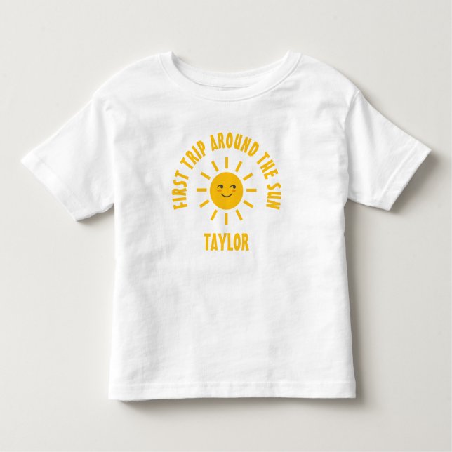 T-shirt Pour Les Tous Petits Simple Mignonne Premier Voyage Autour Du Soleil 1E (Devant)