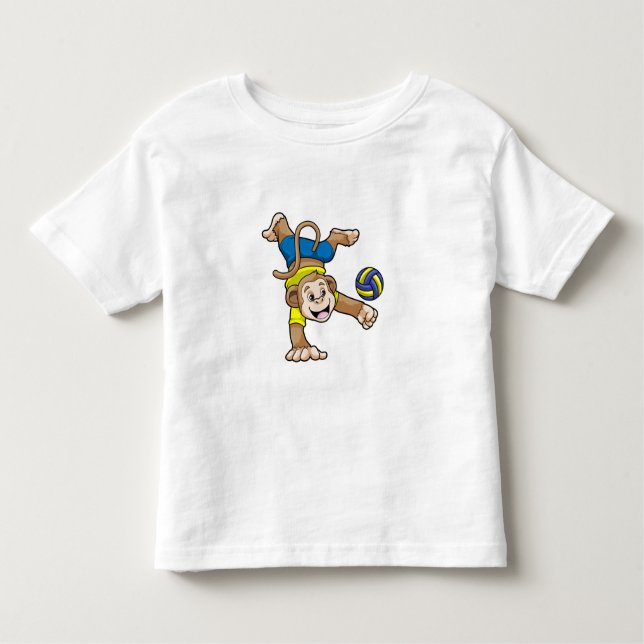 T-shirt Pour Les Tous Petits Singe aux sports avec volleyball (Devant)