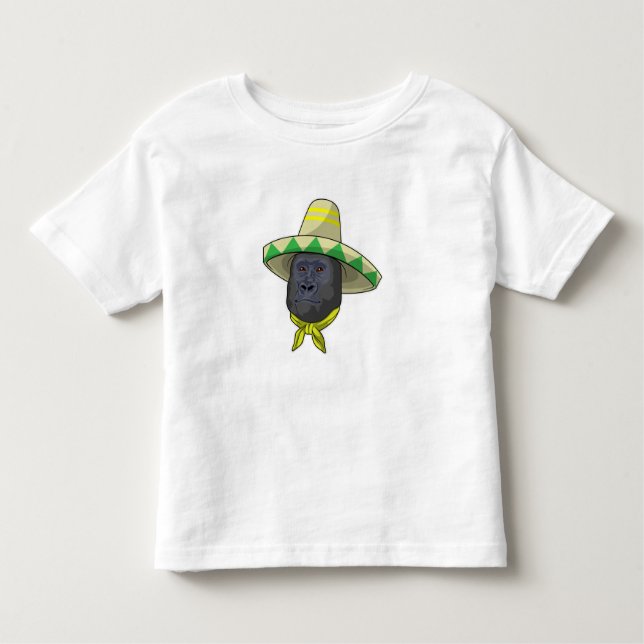 T-shirt Pour Les Tous Petits Singe avec casquette de paille (Devant)