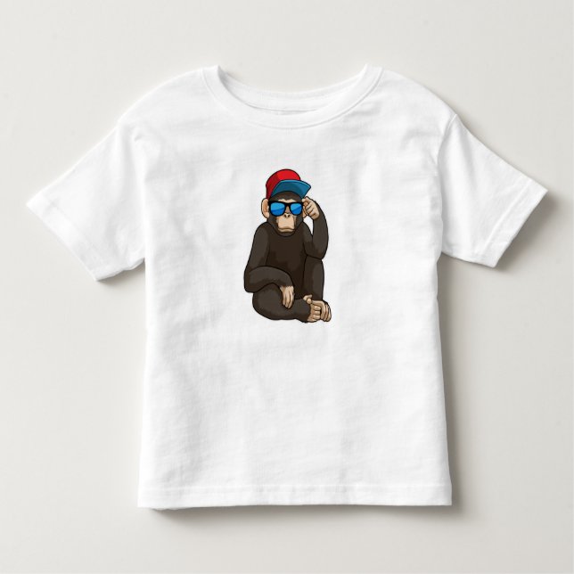 T-shirt Pour Les Tous Petits Singe avec lunettes de soleil (Devant)