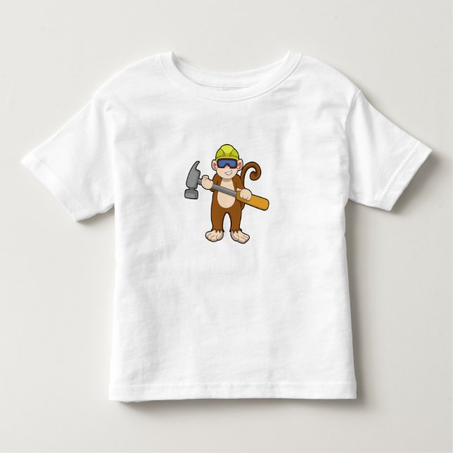 T-shirt Pour Les Tous Petits Singe comme artisan avec marteau (Devant)