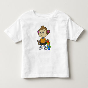T-shirt Pour Les Tous Petits Singe comme patineur avec skateboard