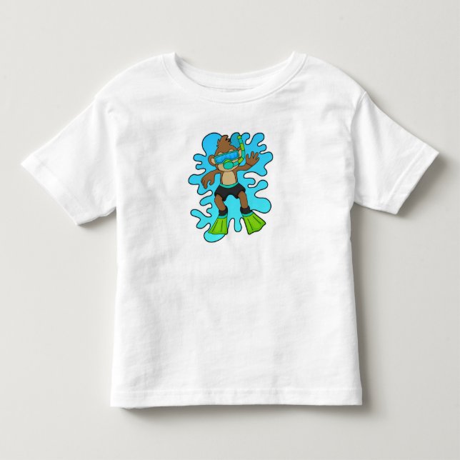 T-shirt Pour Les Tous Petits Singe comme plongeur avec tuba (Devant)