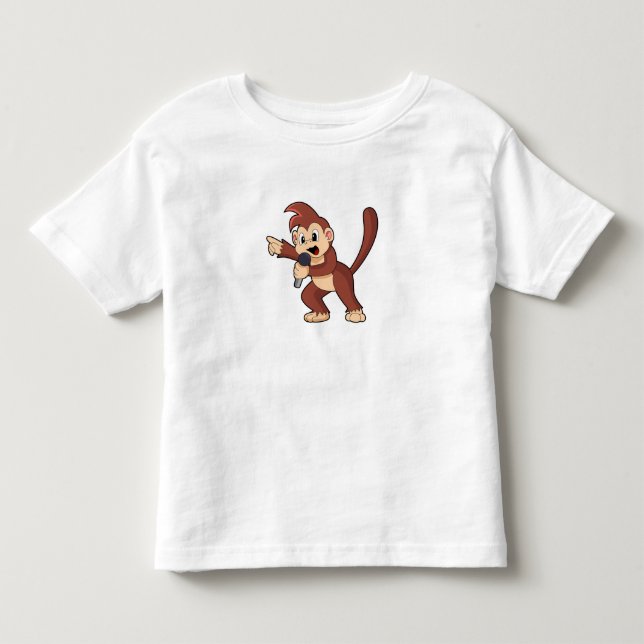 T-shirt Pour Les Tous Petits Singe comme Singe avec Microphone.PNG (Devant)