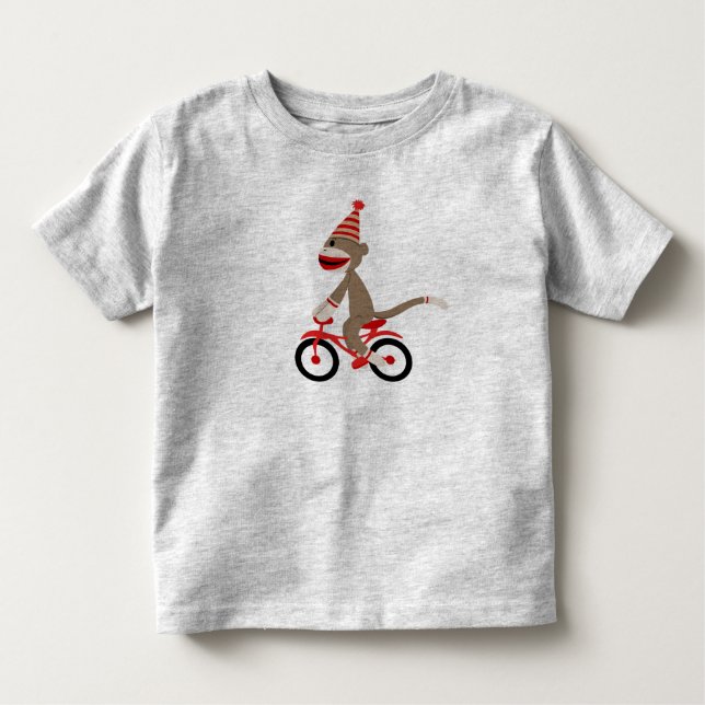 T-shirt Pour Les Tous Petits Singe de chaussette sur le vélo (Devant)