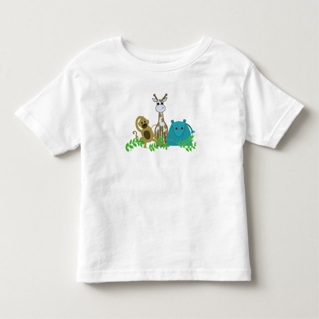 T-shirt Pour Les Tous Petits Singe, girafe et hippo (Devant)