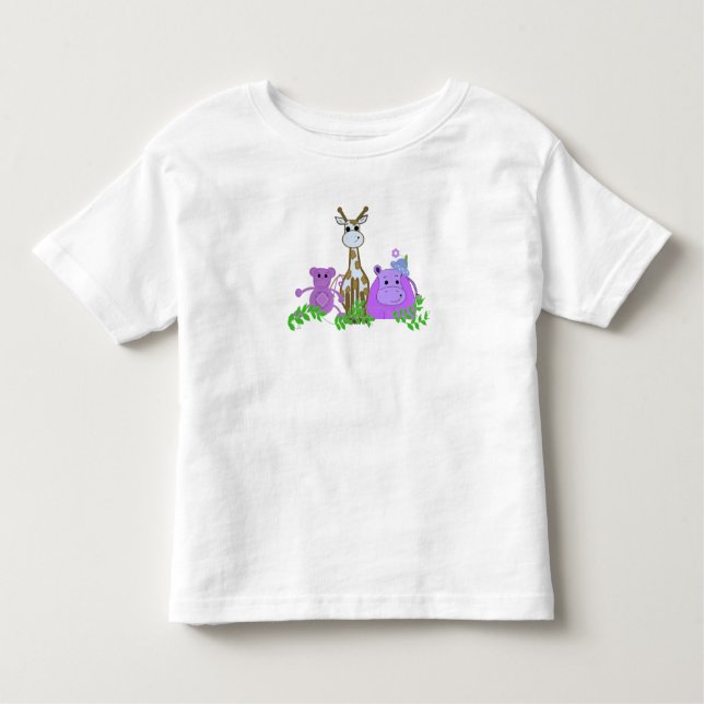 T-shirt Pour Les Tous Petits Singe, girafe et hippo (Devant)