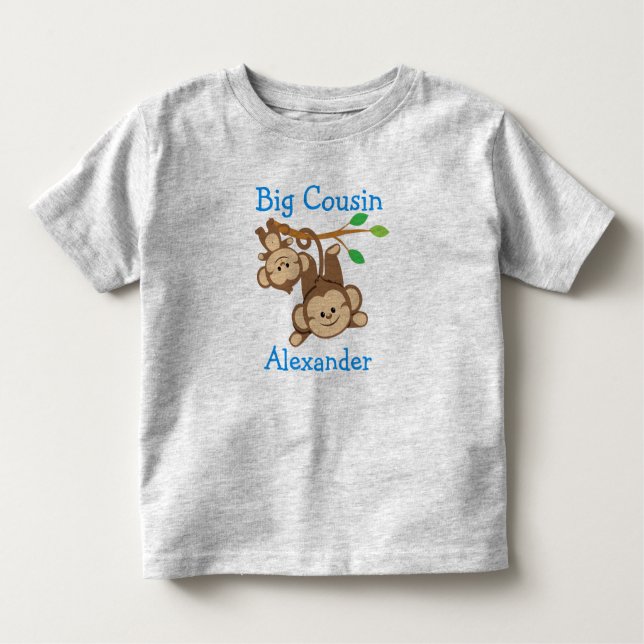 T-shirt Pour Les Tous Petits Singes Garçons Personnalisés Big Cousin (Devant)