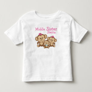 T-shirt Pour Les Tous Petits Singes personnalisées Middle Sister
