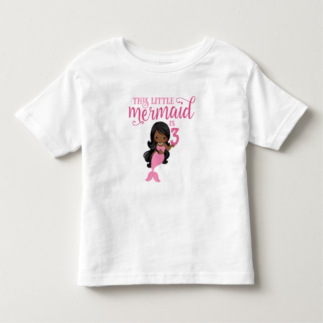 T-shirt Pour Les Tous Petits Sirène afro-américaine 3e anniversaire (Devant)