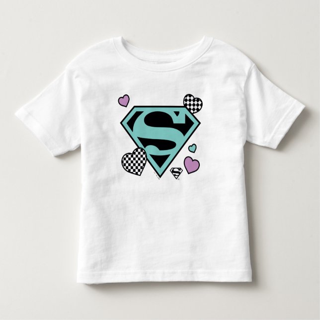 T-shirt Pour Les Tous Petits Skater Girl Supergirl Coeurs S-Shield (Devant)