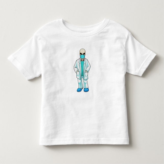 T-shirt Pour Les Tous Petits Skeleton comme docteur avec masque visage (Devant)