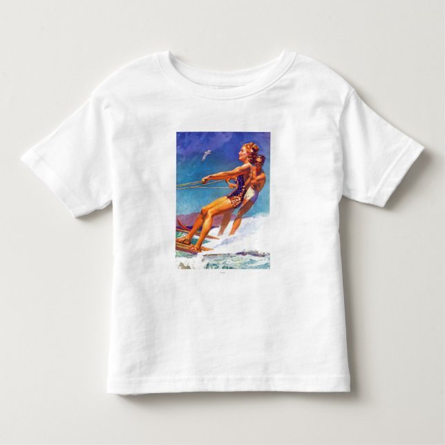 T-shirt Pour Les Tous Petits Skier nautique par McClelland Barclay (Devant)