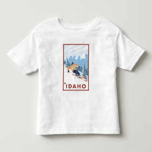 T-shirt Pour Les Tous Petits Skieur de neige de Downhhill - Idaho