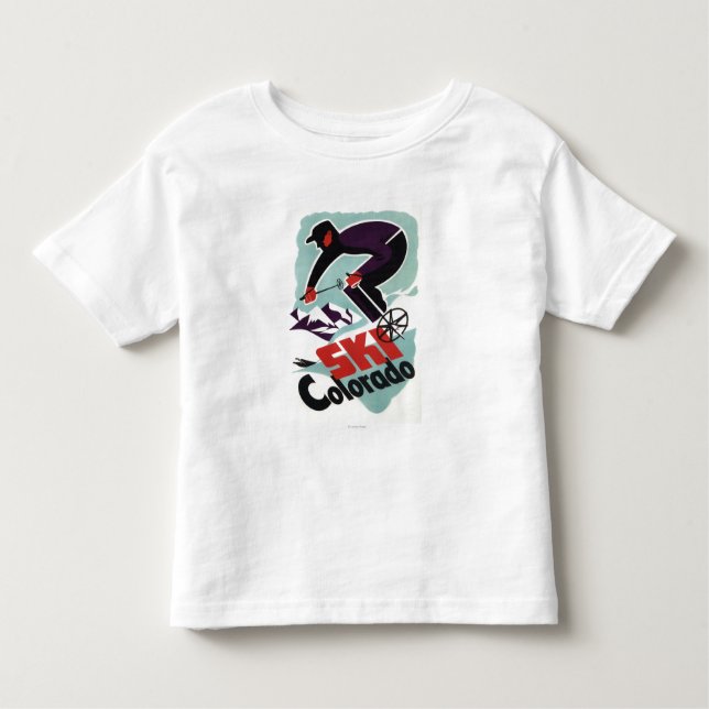 T-shirt Pour Les Tous Petits Skieur noir et par pourpre vêtu (Devant)