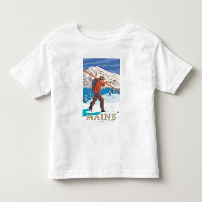 T-shirt Pour Les Tous Petits Skis de transport de MaineSkier (Devant)
