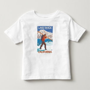 T-shirt Pour Les Tous Petits Skis de transport de neige de skieur - le lac