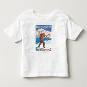 T-shirt Pour Les Tous Petits Skis de transport de neige de skieur - montagne