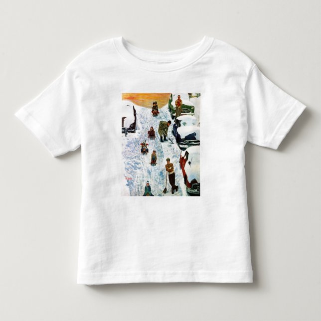 T-shirt Pour Les Tous Petits Sledding et creuser (Devant)